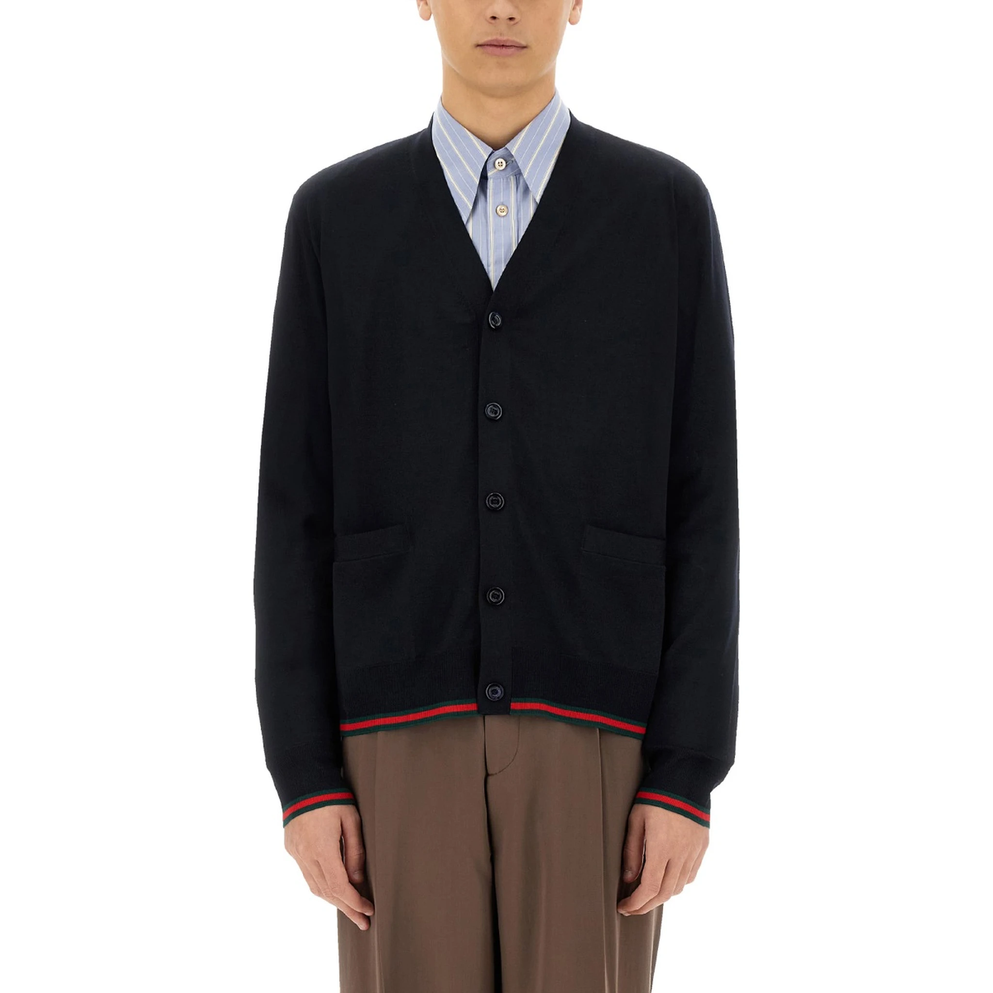 KNITTED WOOL CARDIGAN WITH WEB PATTERN