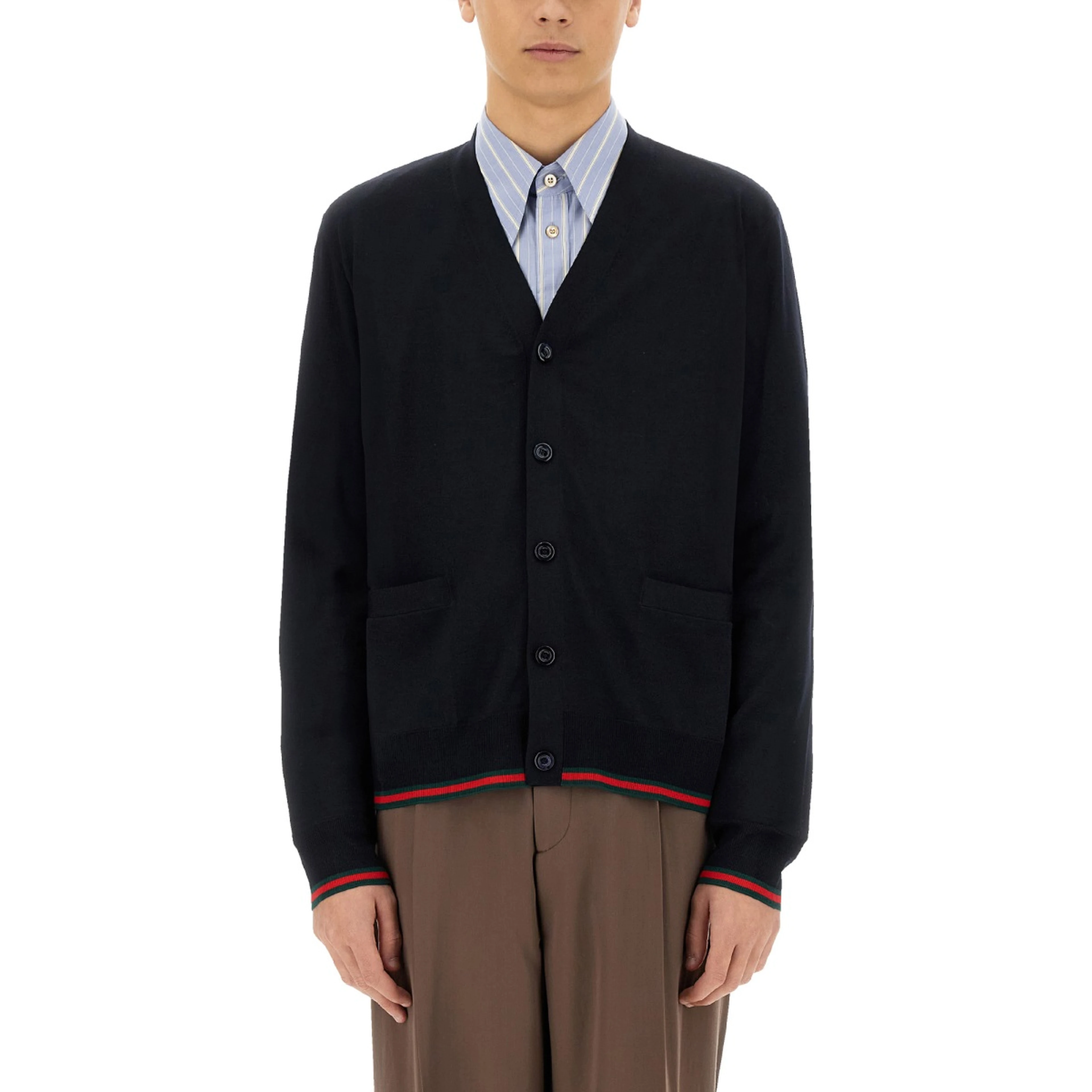 KNITTED WOOL CARDIGAN WITH WEB PATTERN