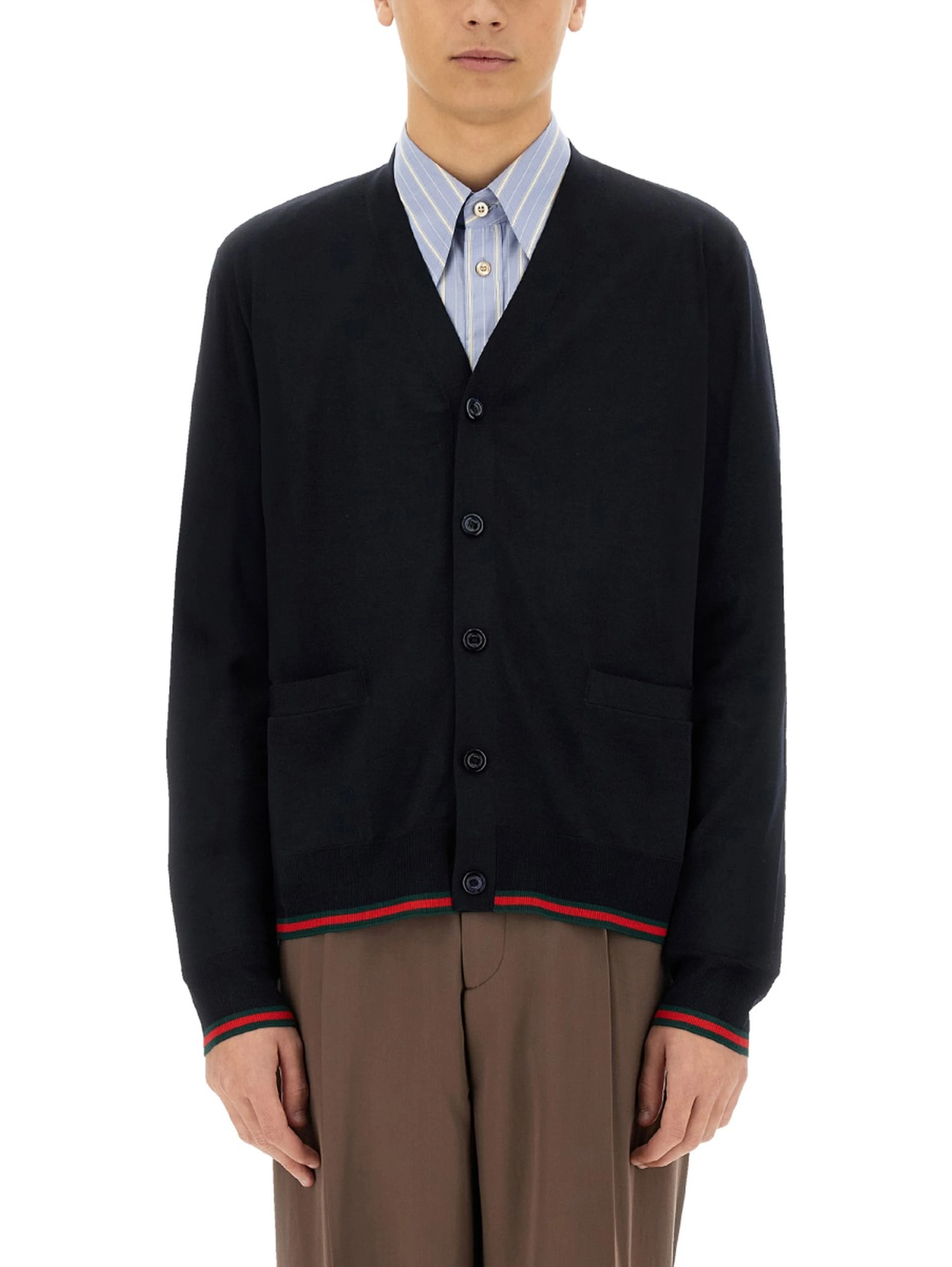 KNITTED WOOL CARDIGAN WITH WEB PATTERN