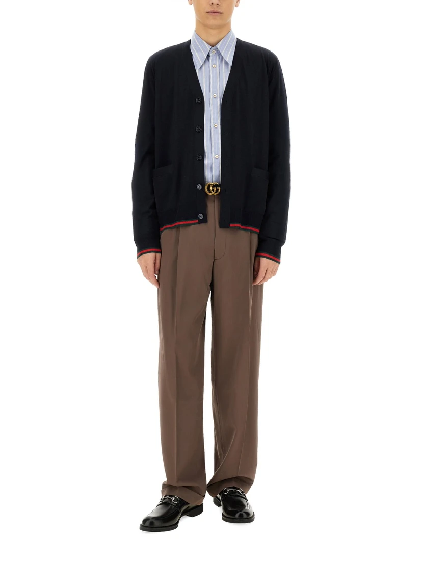 KNITTED WOOL CARDIGAN WITH WEB PATTERN