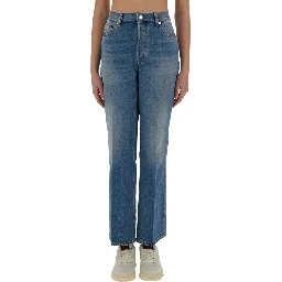 DENIM PANTS WITH LOGO LABEL