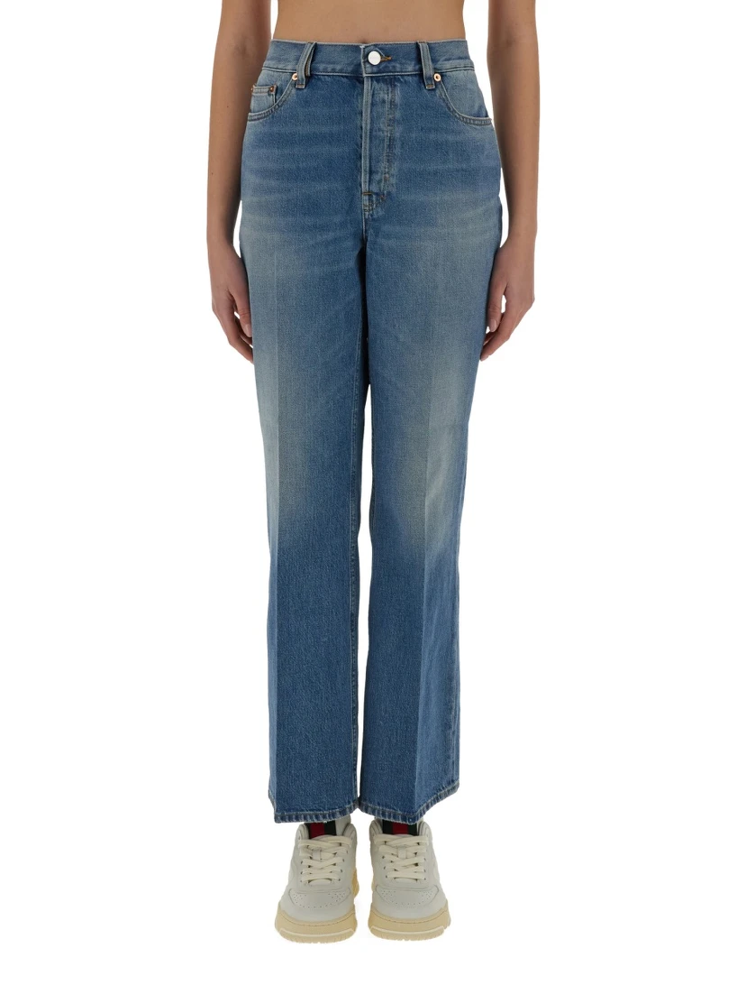 DENIM PANTS WITH LOGO LABEL