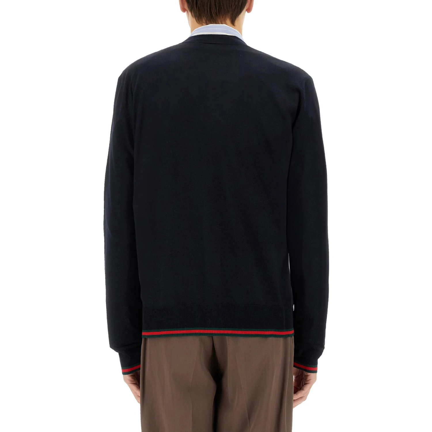 KNITTED WOOL CARDIGAN WITH WEB PATTERN