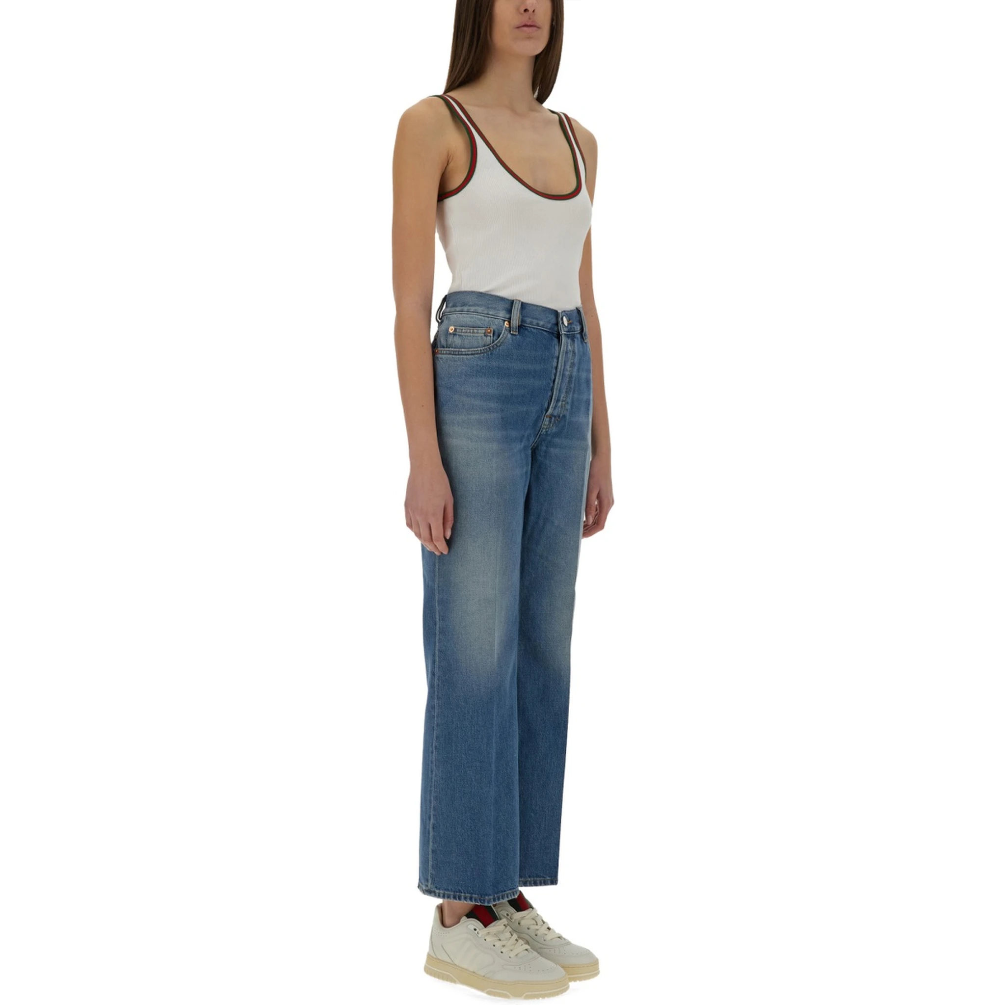 DENIM PANTS WITH LOGO LABEL