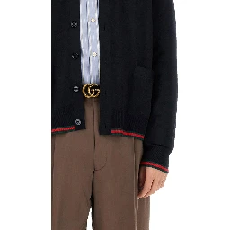 KNITTED WOOL CARDIGAN WITH WEB PATTERN