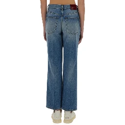 DENIM PANTS WITH LOGO LABEL