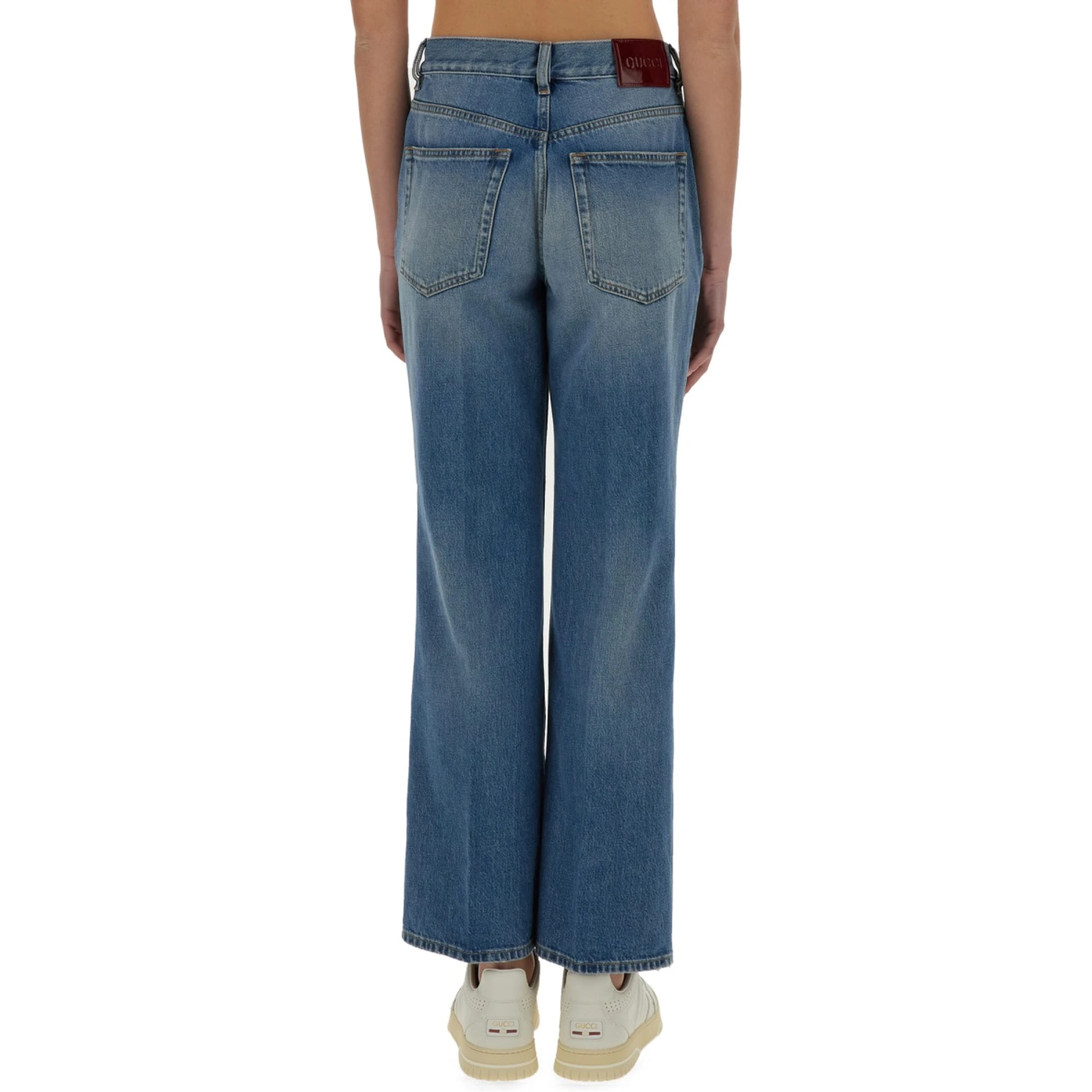DENIM PANTS WITH LOGO LABEL