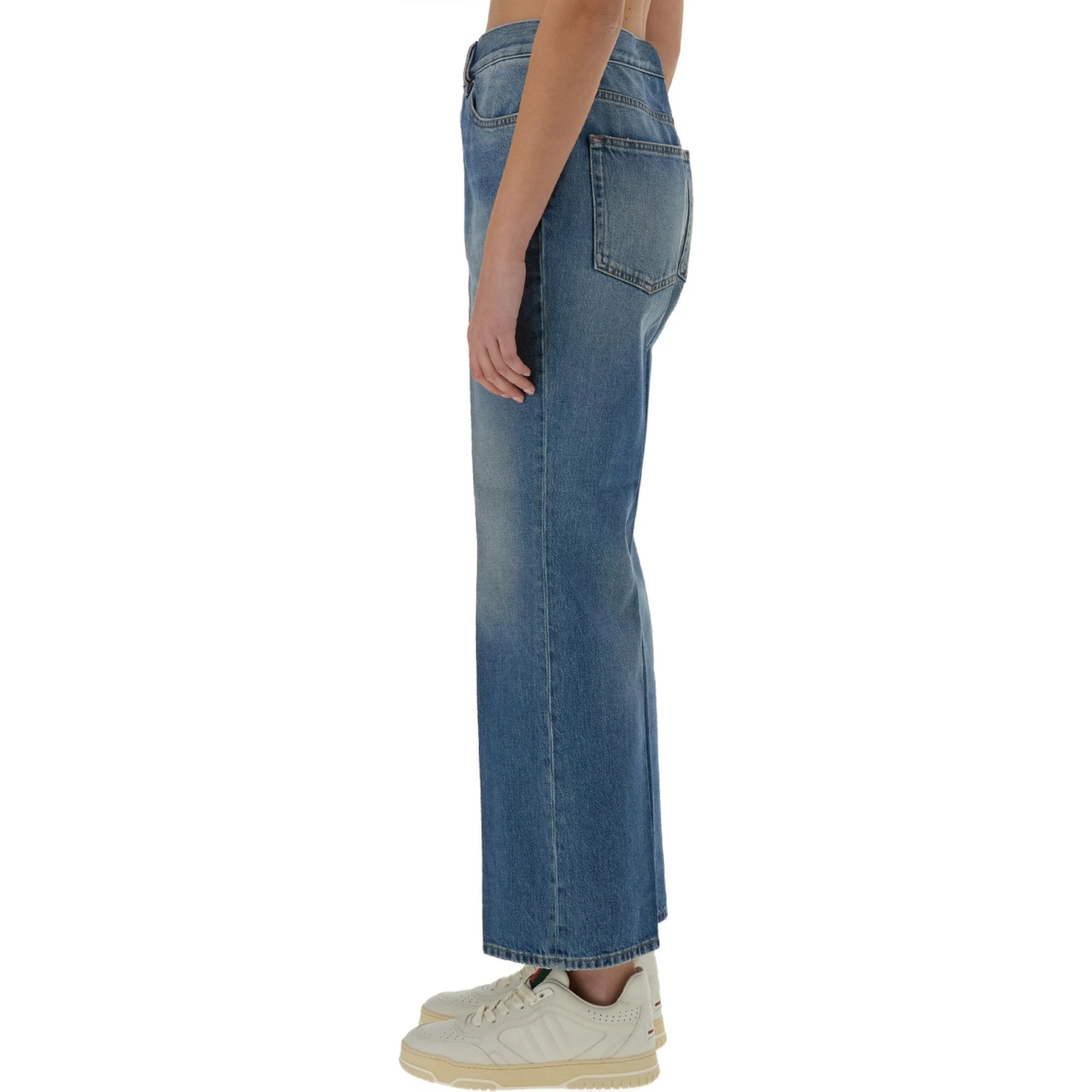 DENIM PANTS WITH LOGO LABEL