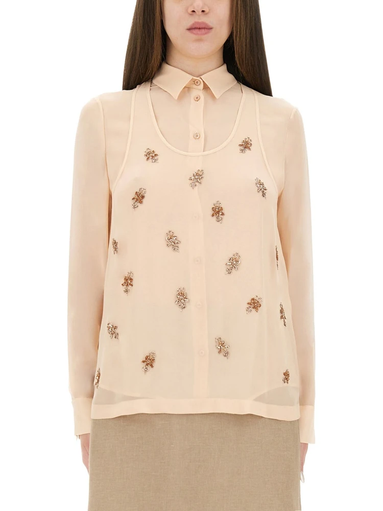 EMBROIDERED GEORGETTE TOP