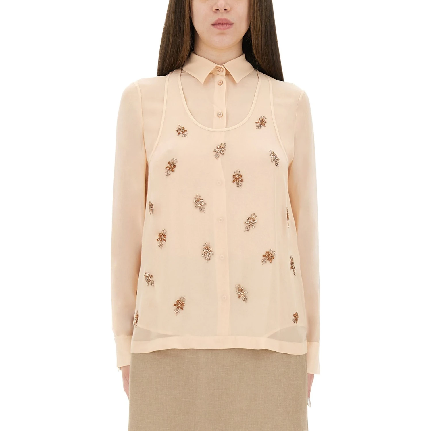 EMBROIDERED GEORGETTE TOP
