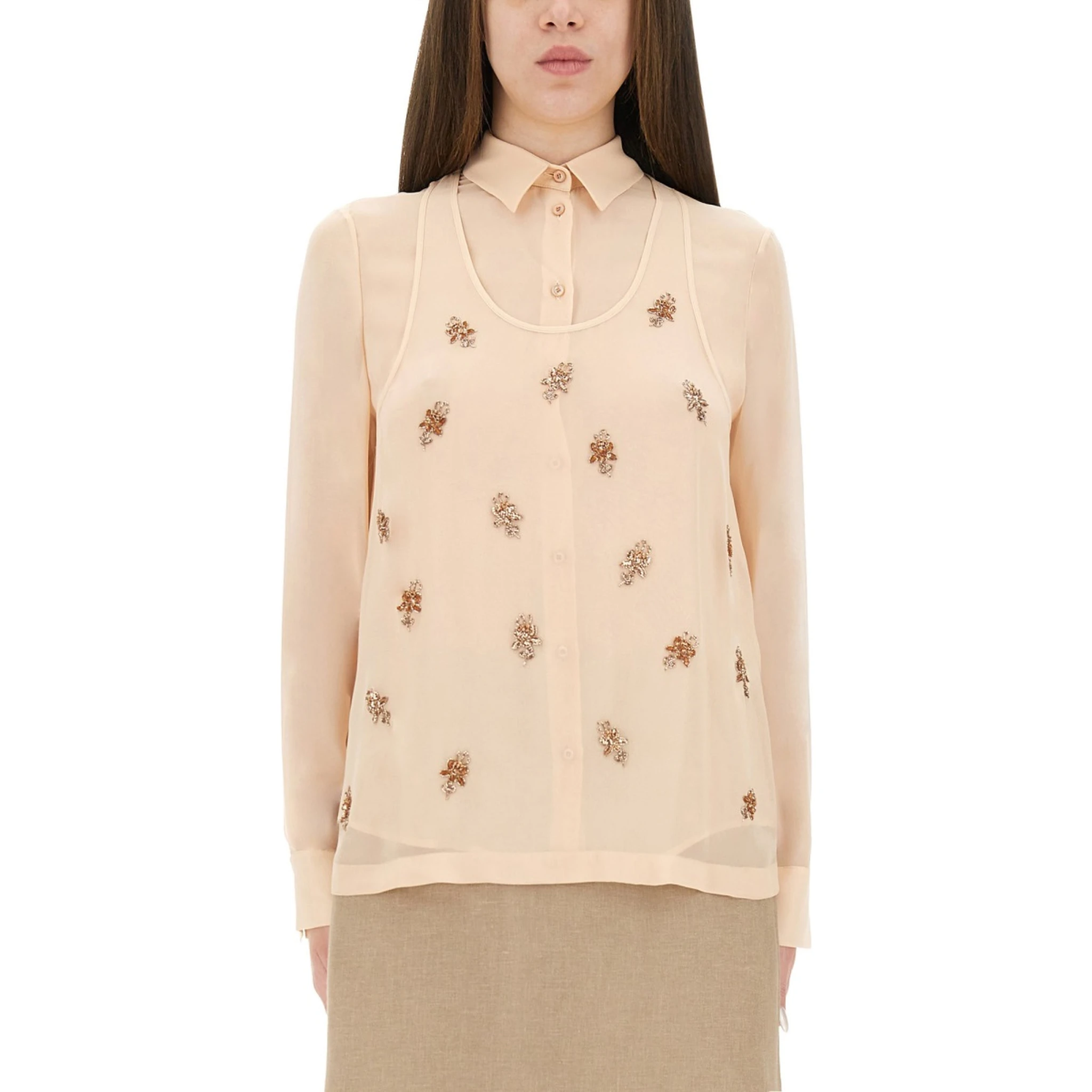 EMBROIDERED GEORGETTE TOP