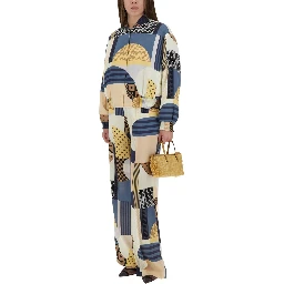 PATCHWORK PRINT SILK PANTS