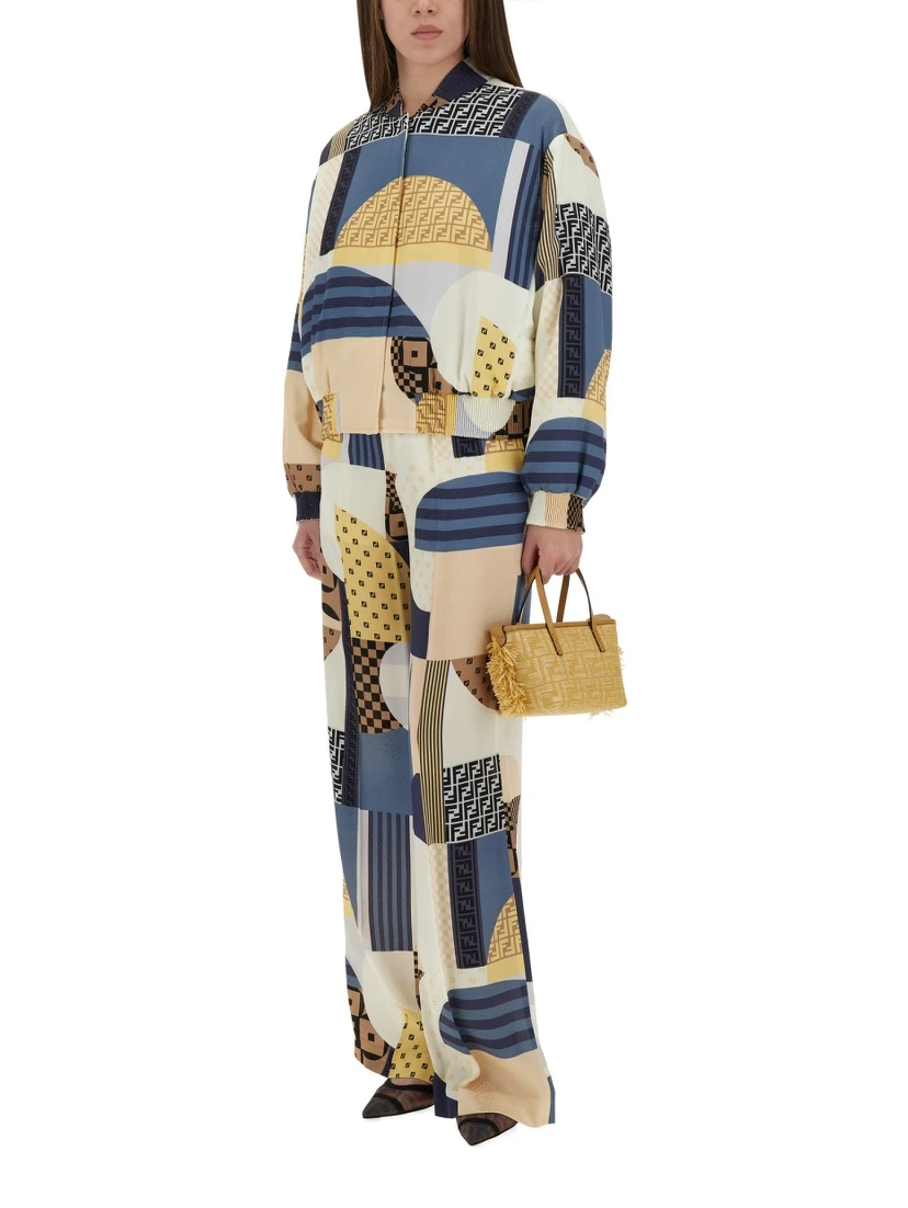 PATCHWORK PRINT SILK PANTS