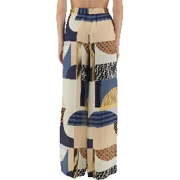 PATCHWORK PRINT SILK PANTS