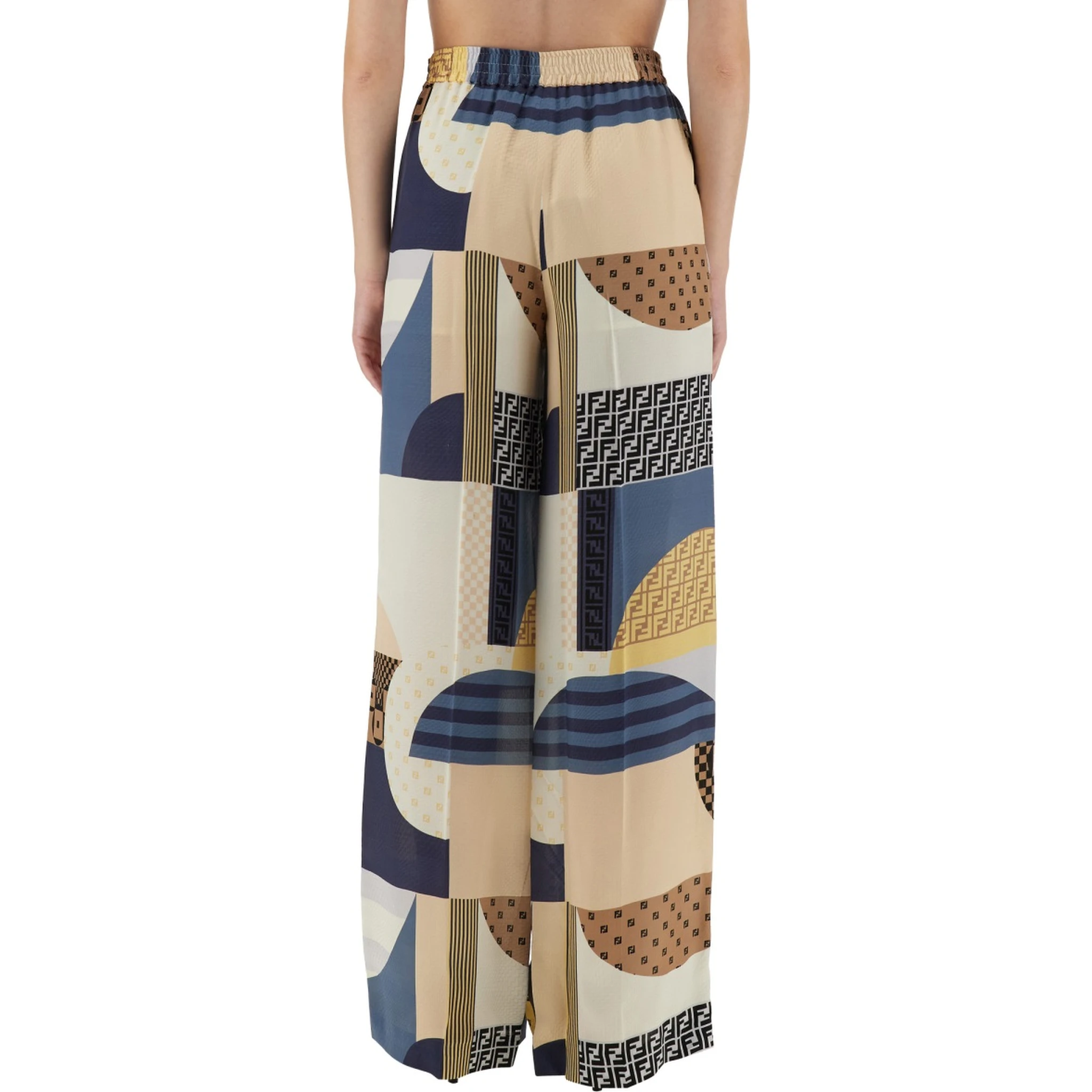 PATCHWORK PRINT SILK PANTS