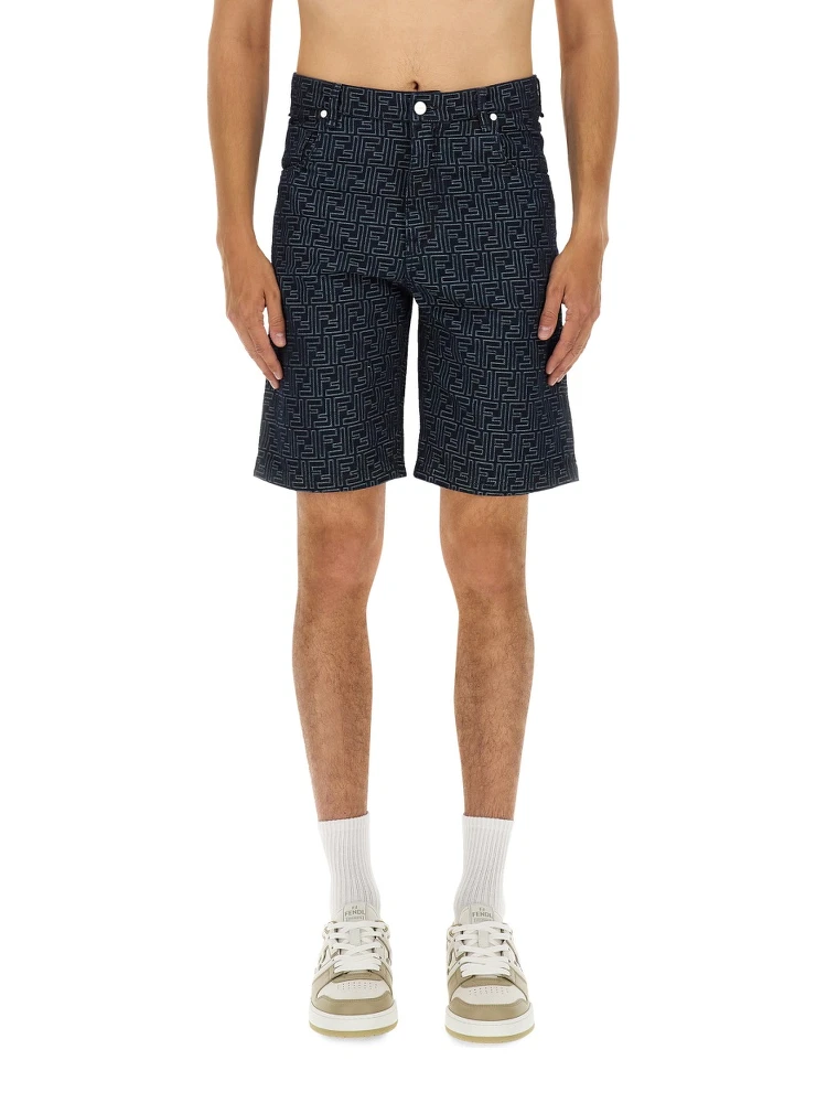 FF JACQUARD DENIM SHORTS