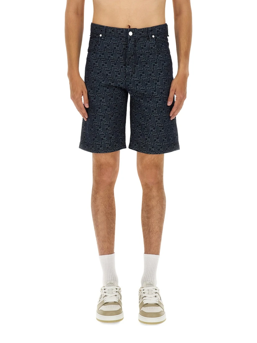 FF JACQUARD DENIM SHORTS