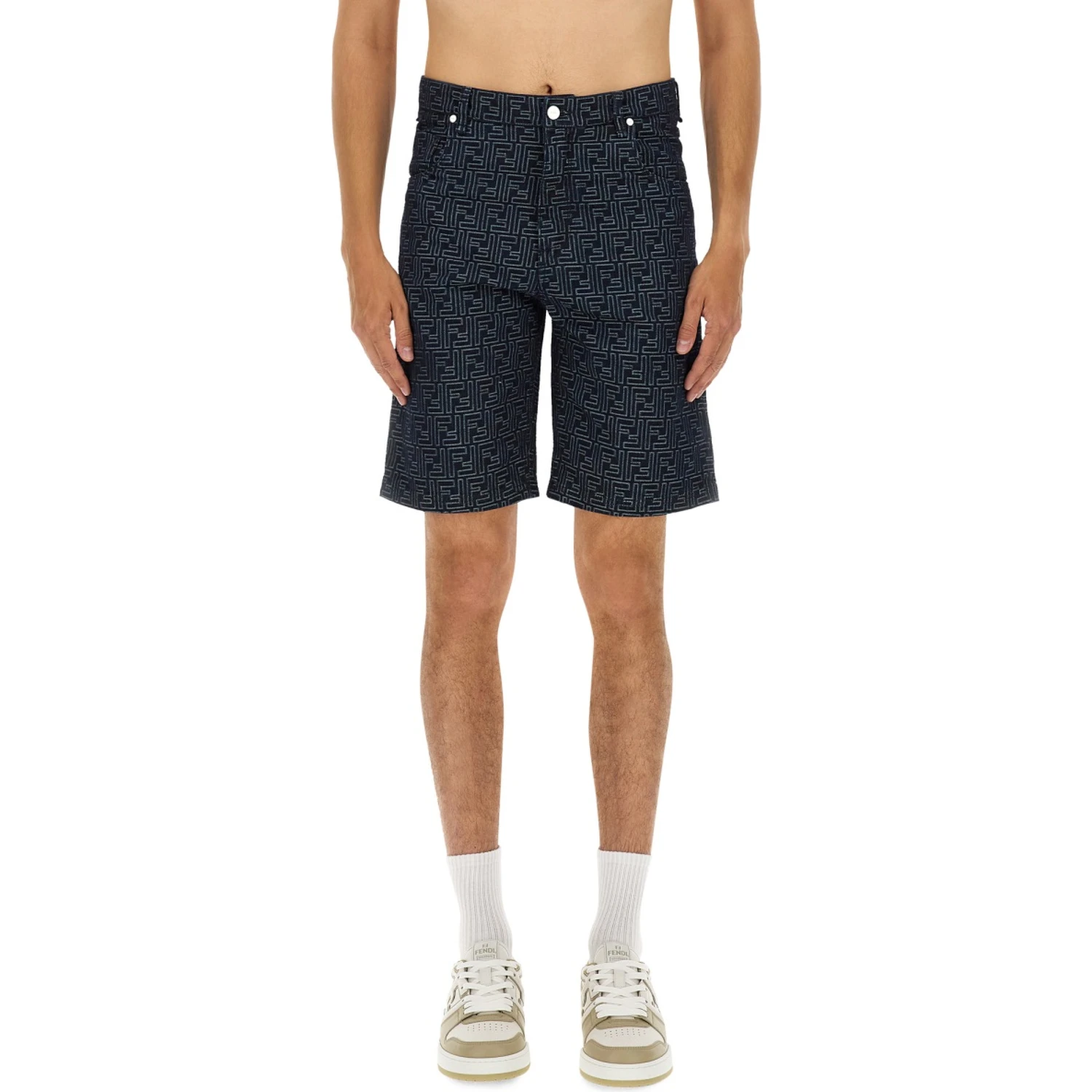 FF JACQUARD DENIM SHORTS