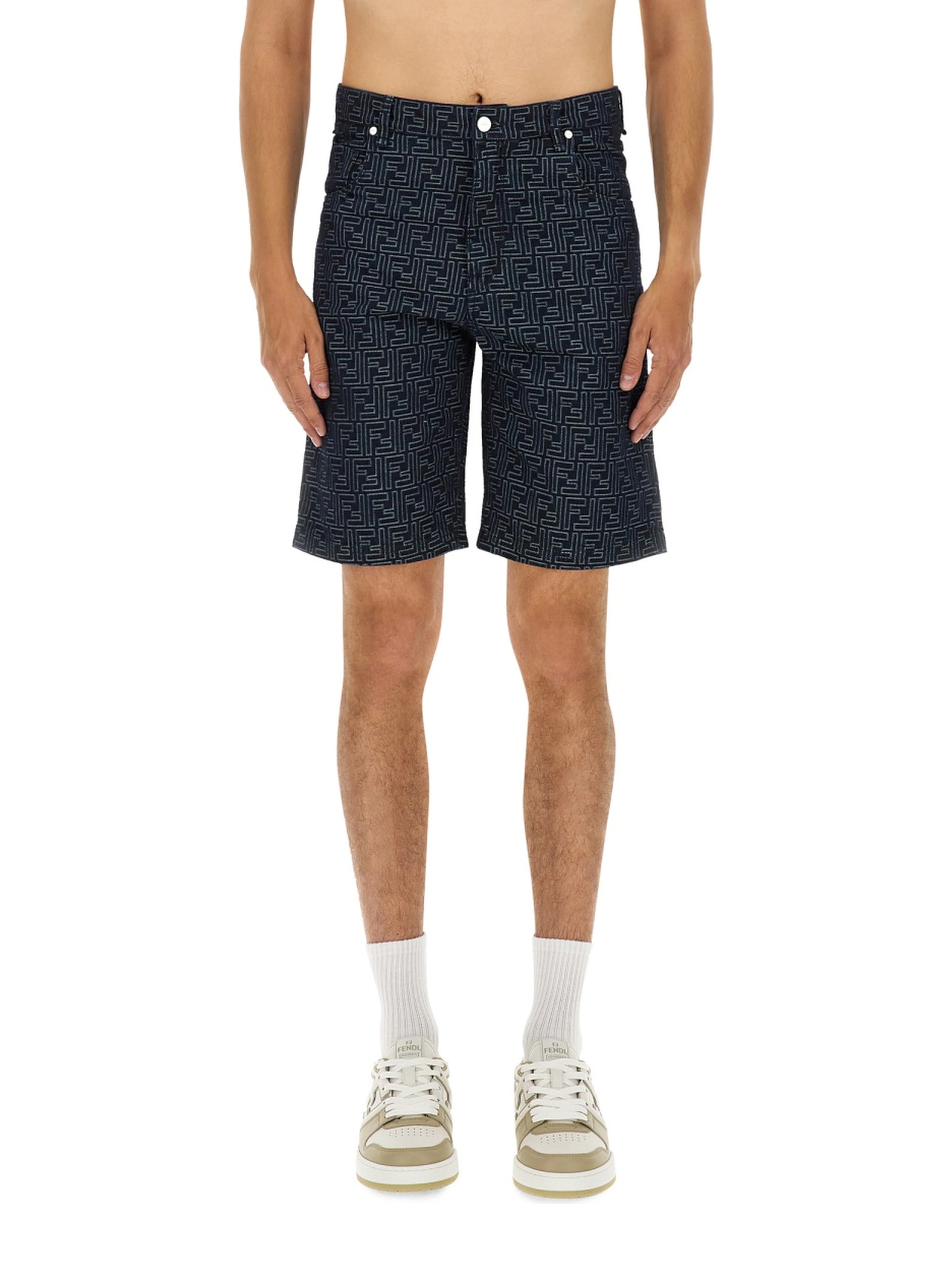 FF JACQUARD DENIM SHORTS