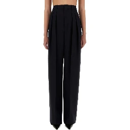WIDE-LEG PANTS IN GRAIN DE POUDRE