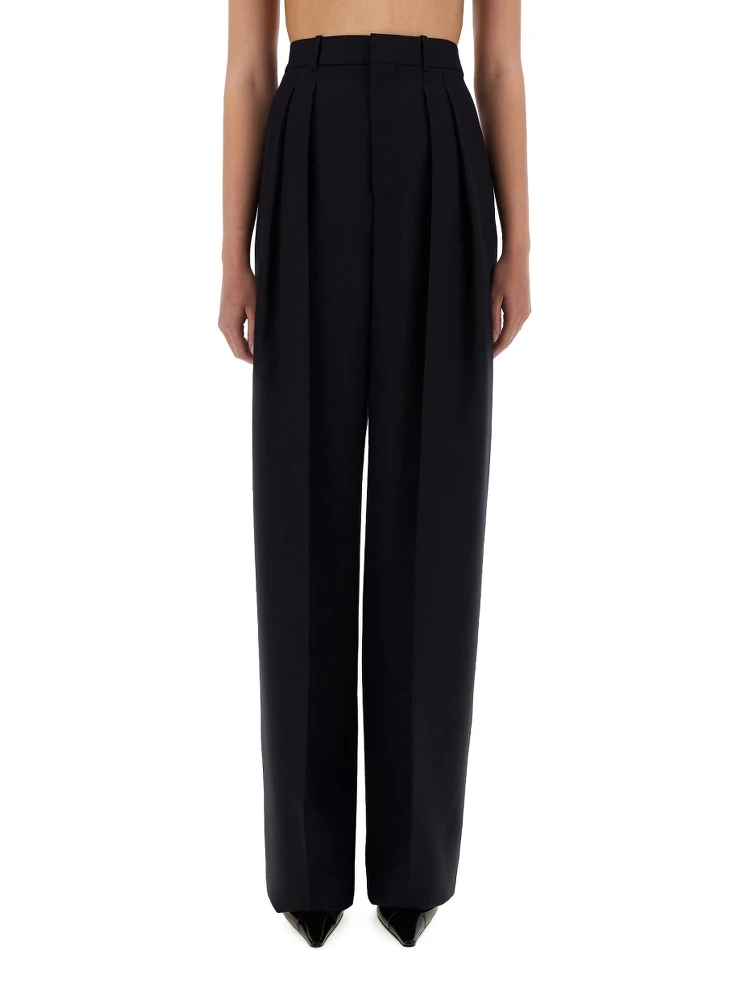 WIDE-LEG PANTS IN GRAIN DE POUDRE