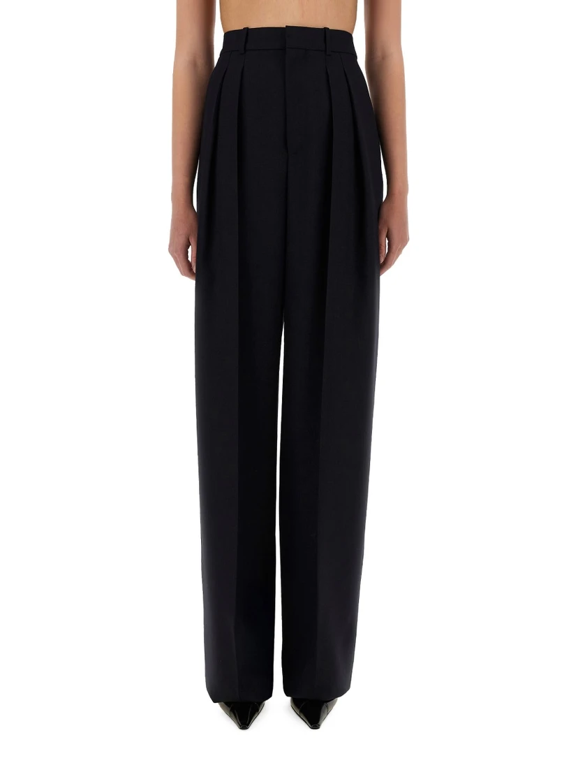 WIDE-LEG PANTS IN GRAIN DE POUDRE