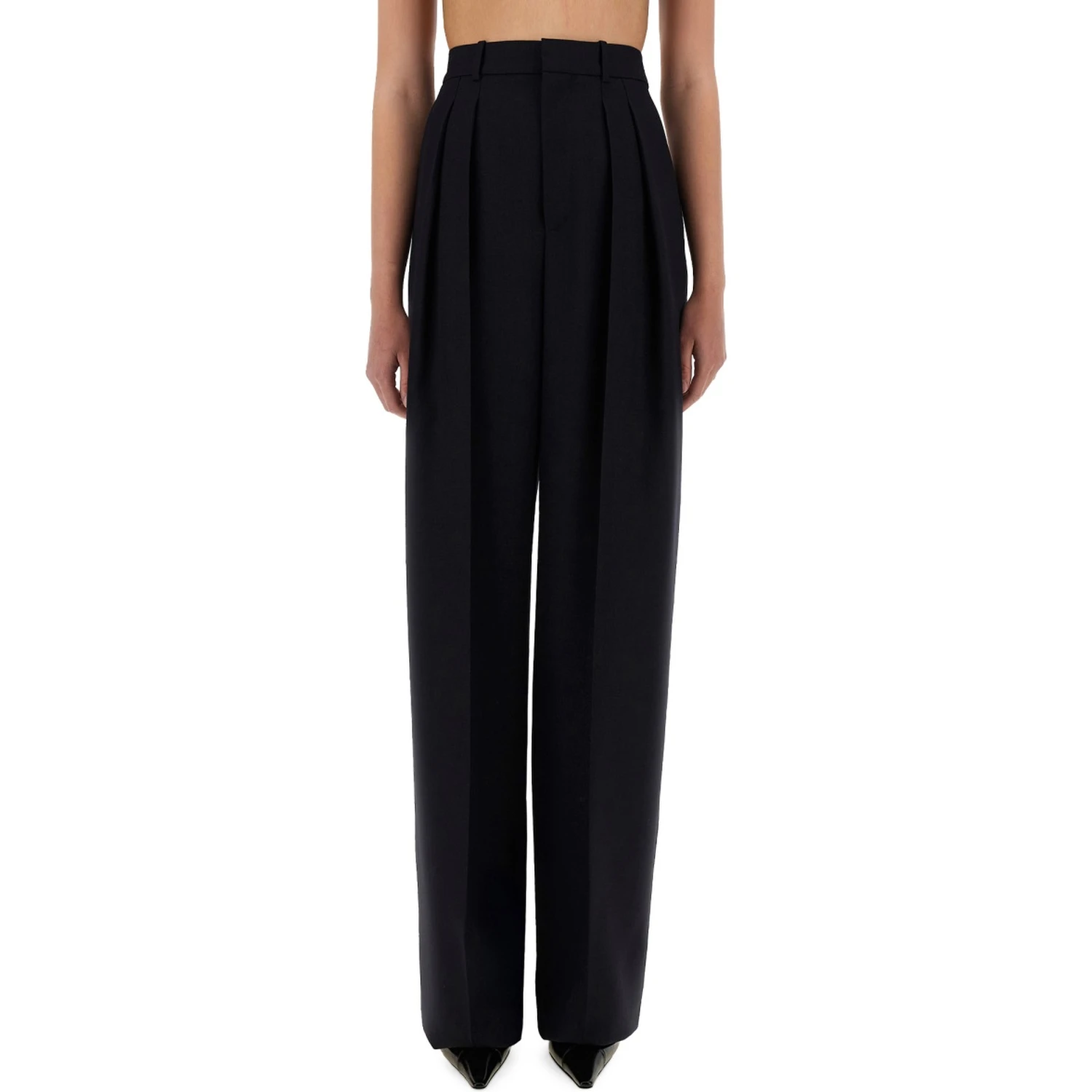 WIDE-LEG PANTS IN GRAIN DE POUDRE