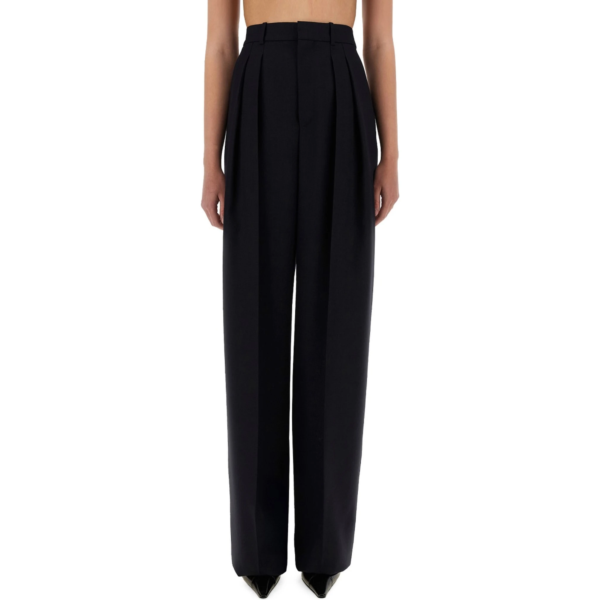 WIDE-LEG PANTS IN GRAIN DE POUDRE