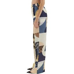 PATCHWORK PRINT SILK PANTS