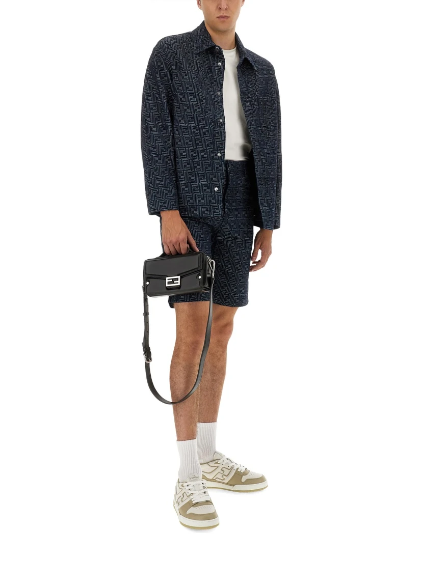 FF JACQUARD DENIM SHORTS