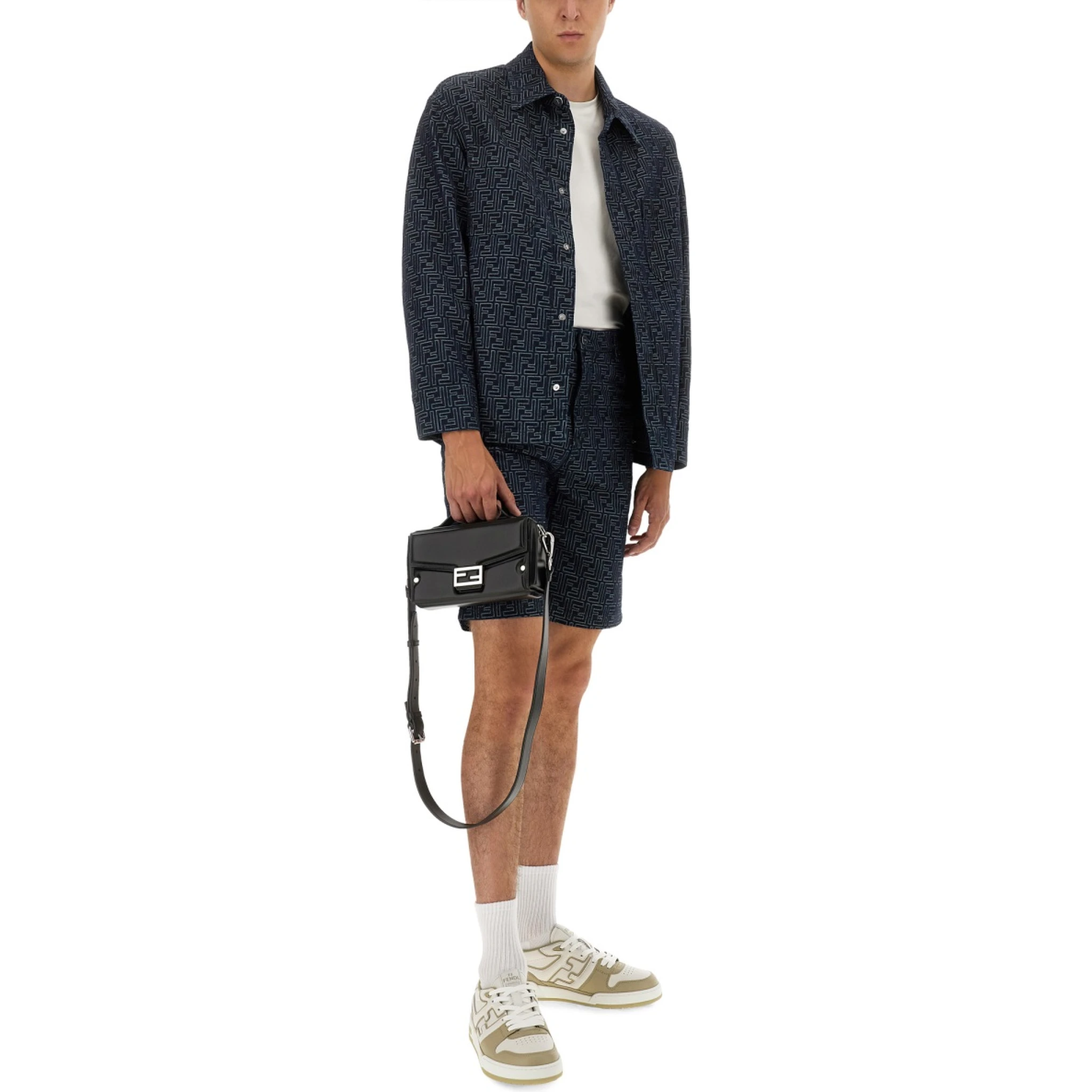 FF JACQUARD DENIM SHORTS