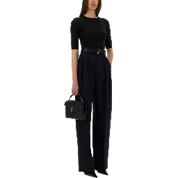 WIDE-LEG PANTS IN GRAIN DE POUDRE