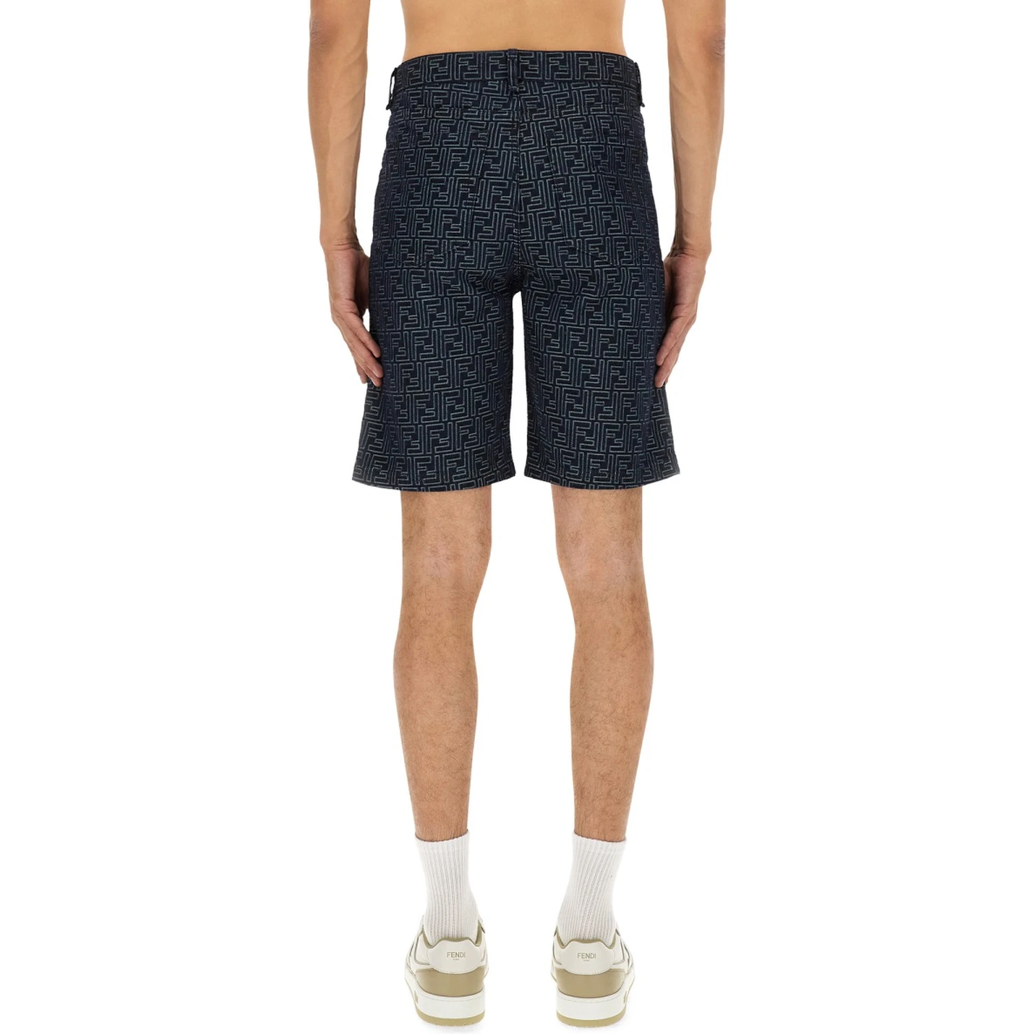 FF JACQUARD DENIM SHORTS