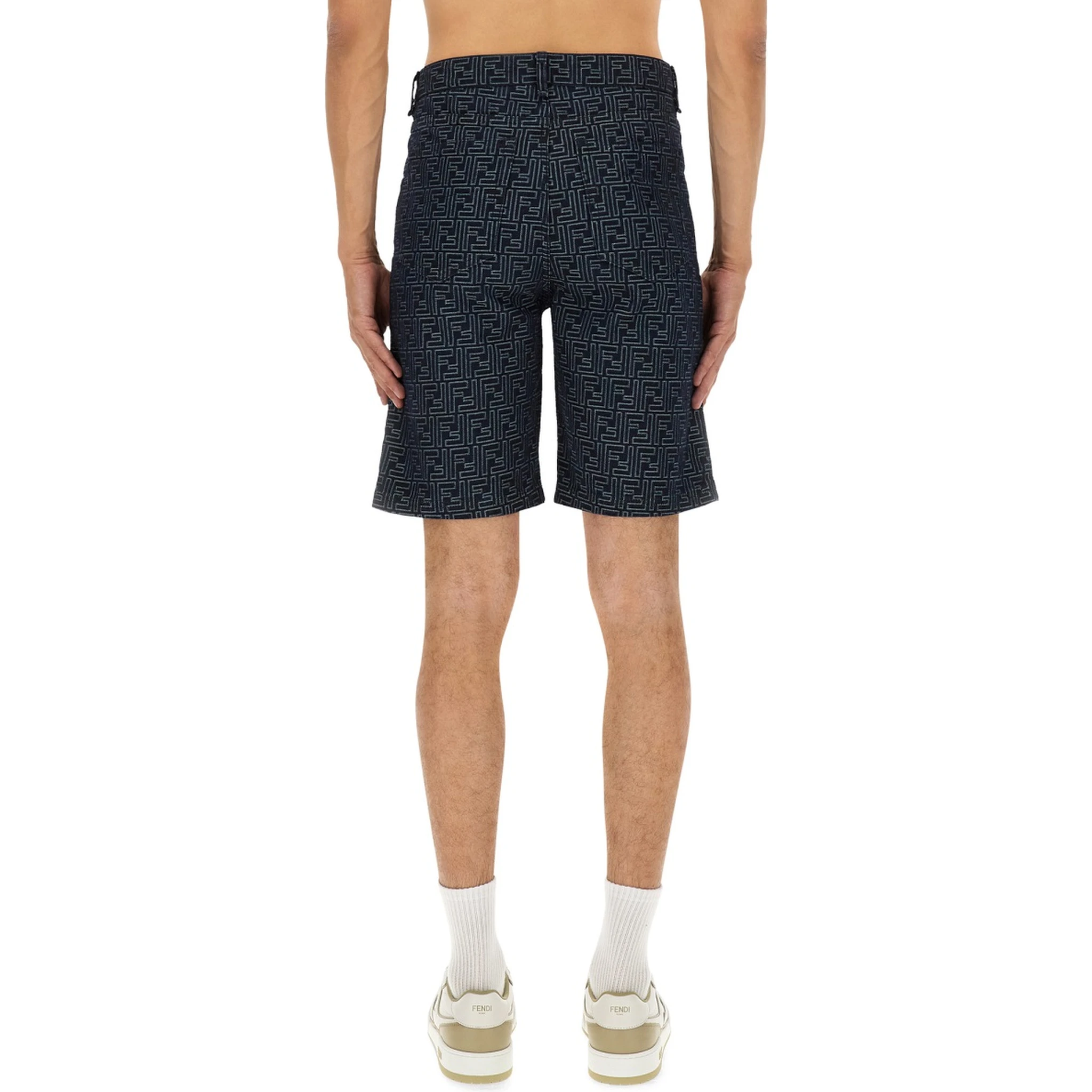 FF JACQUARD DENIM SHORTS