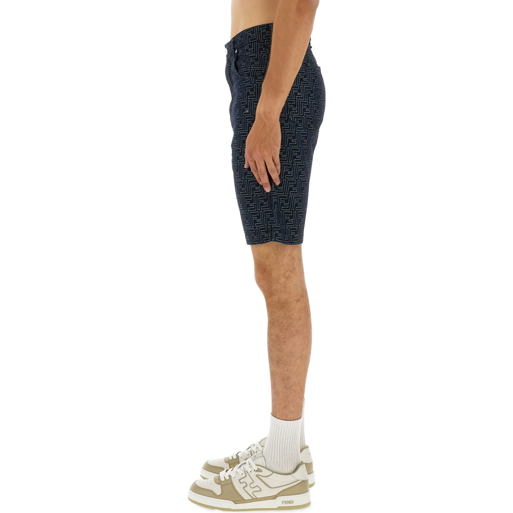 FF JACQUARD DENIM SHORTS