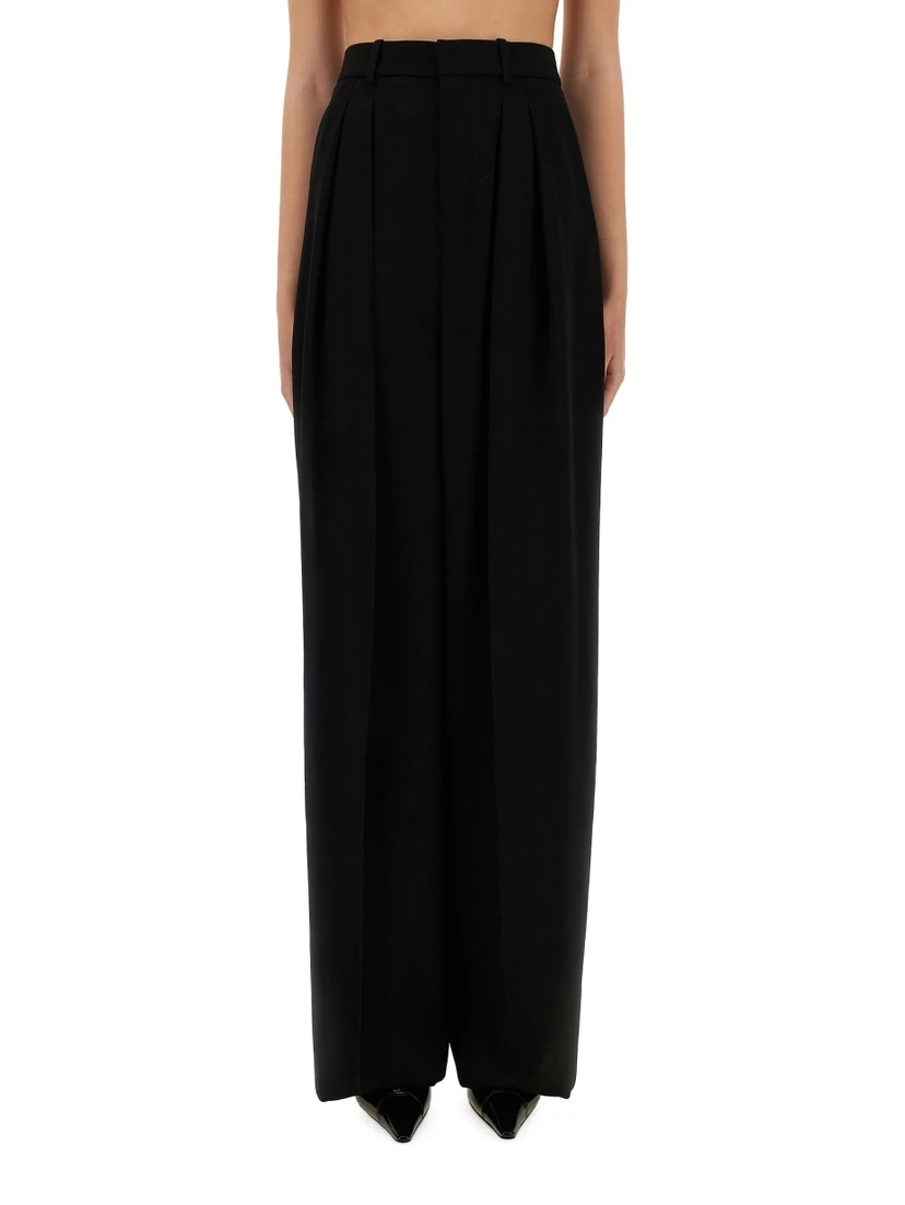 WIDE-LEG PANTS IN GRAIN DE POUDRE