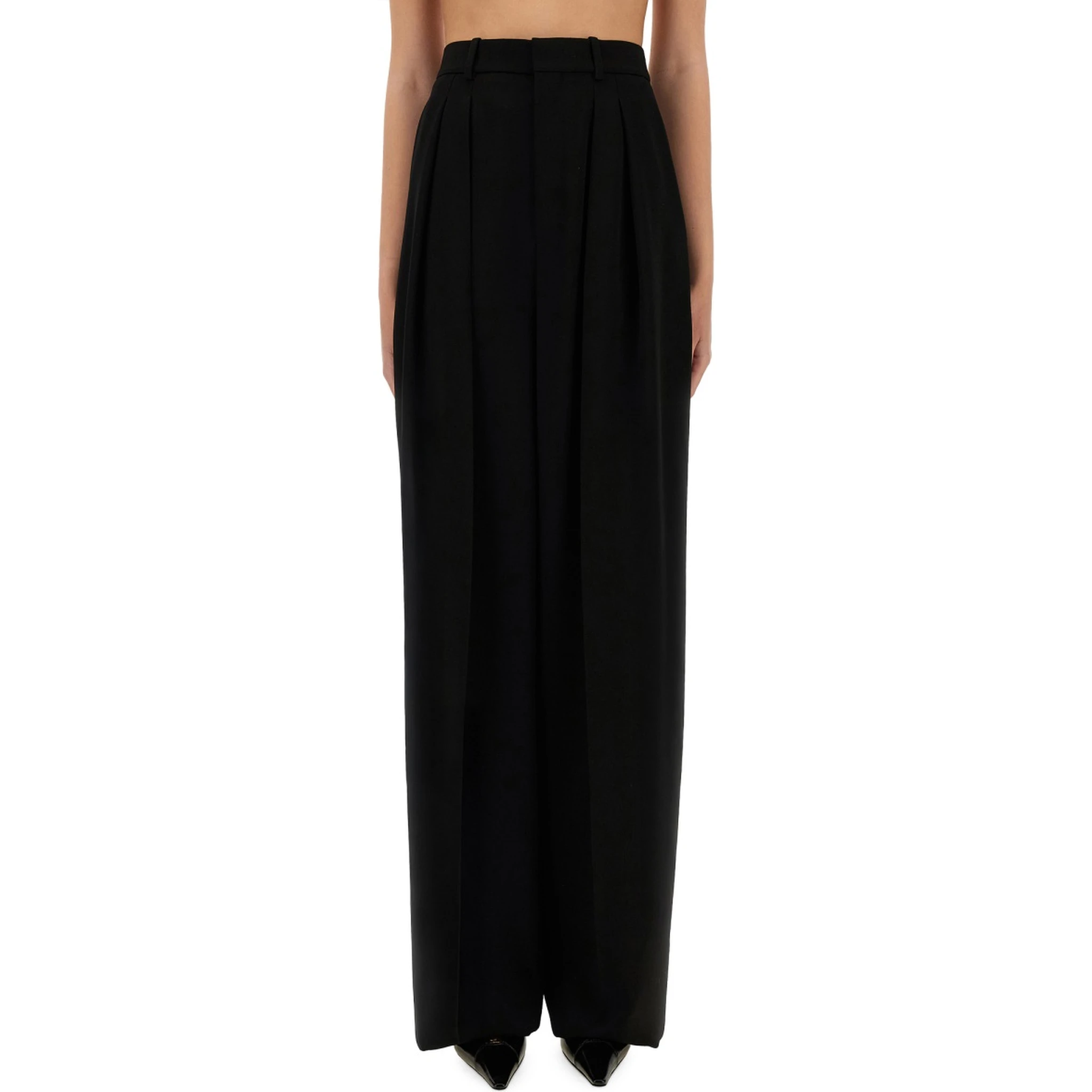 WIDE-LEG PANTS IN GRAIN DE POUDRE