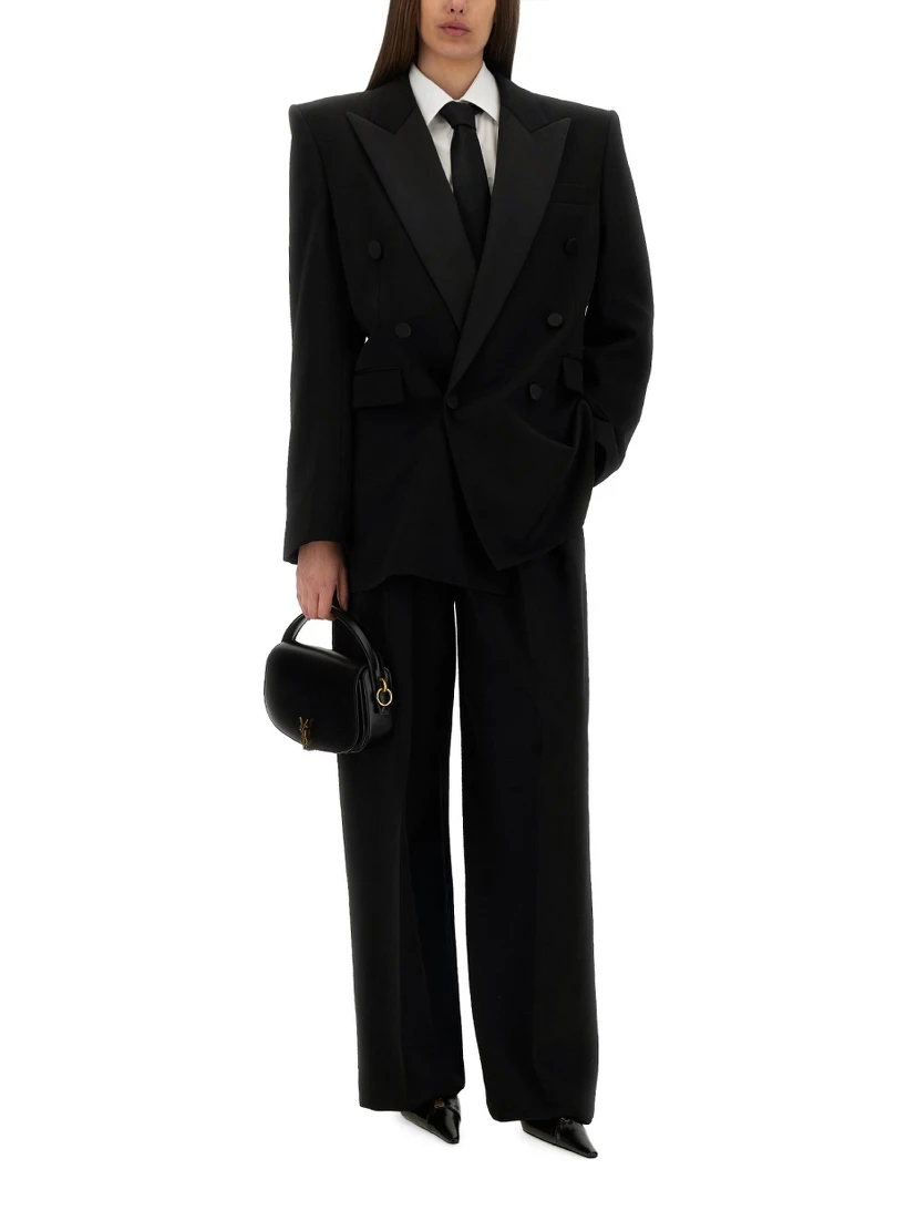 WIDE-LEG PANTS IN GRAIN DE POUDRE