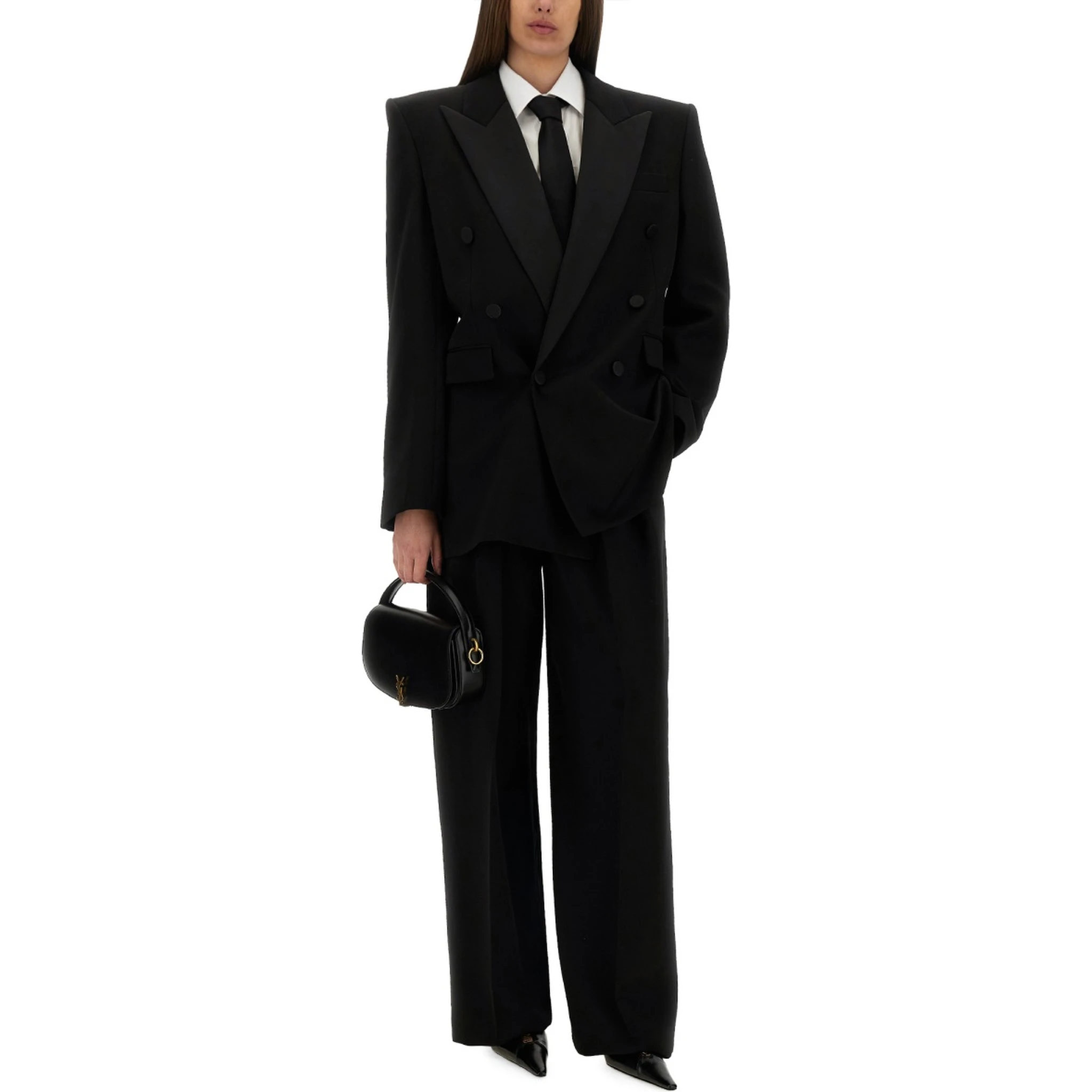WIDE-LEG PANTS IN GRAIN DE POUDRE