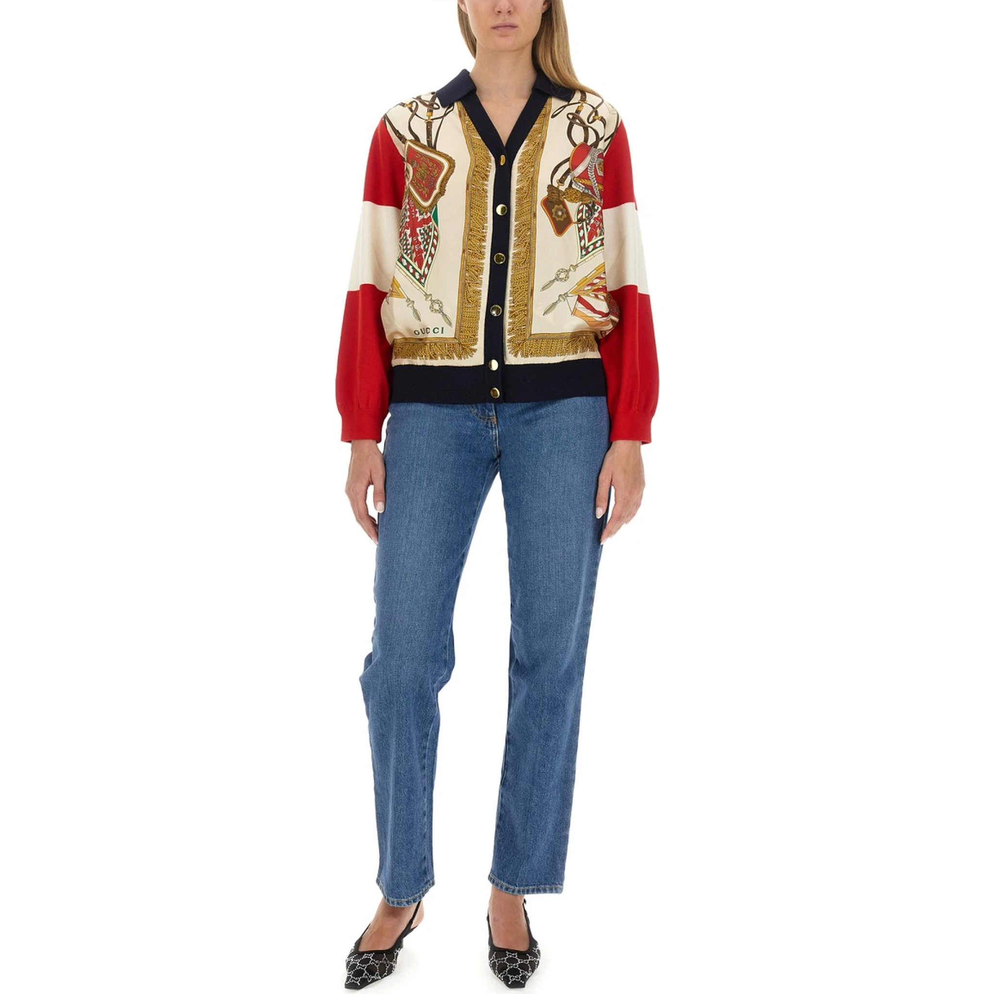 EXTRA FINE WOOL CARDIGAN WITH PRINT