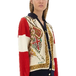EXTRA FINE WOOL CARDIGAN WITH PRINT