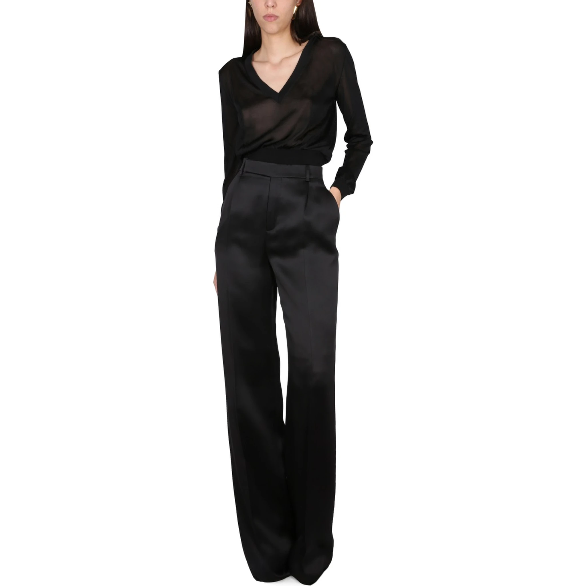 SATIN FLARED PANTS