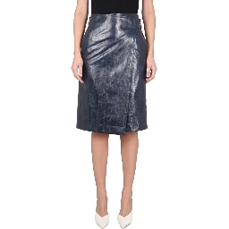 LEATHER MIDI SKIRT