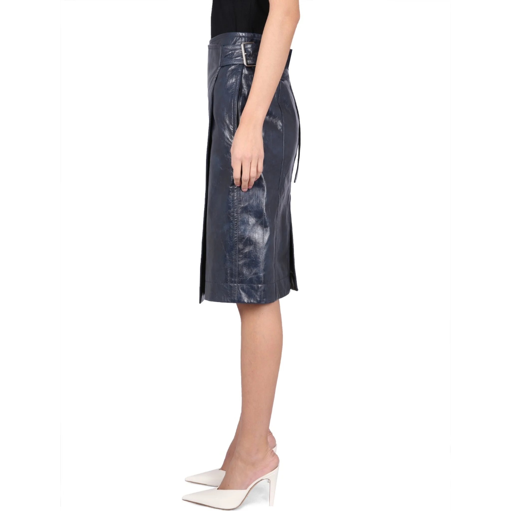 LEATHER MIDI SKIRT