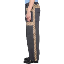 COTTON FABRIC PANTS WITH GG INSERTS
