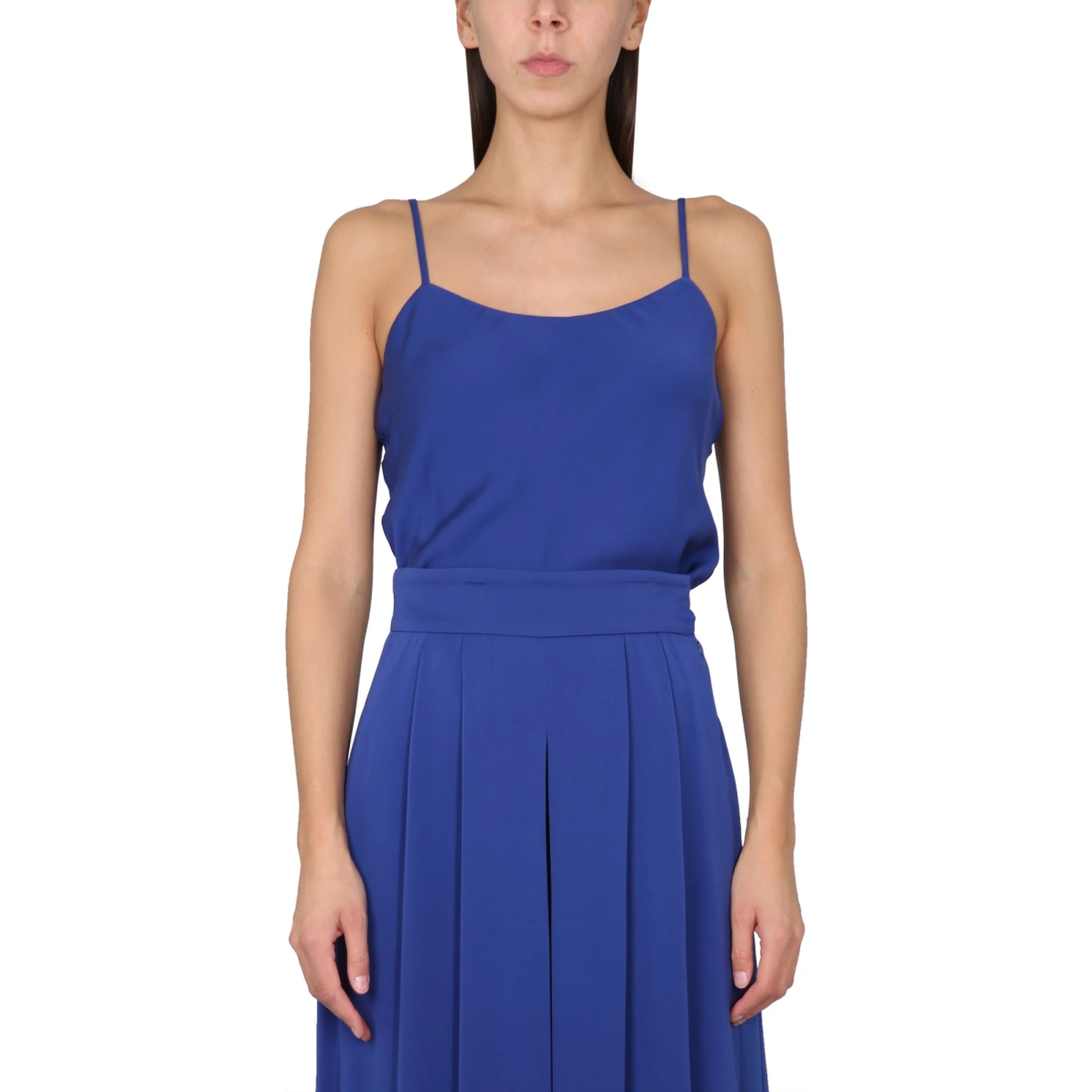 SILK CHARMEUSE TUXEDO TOP