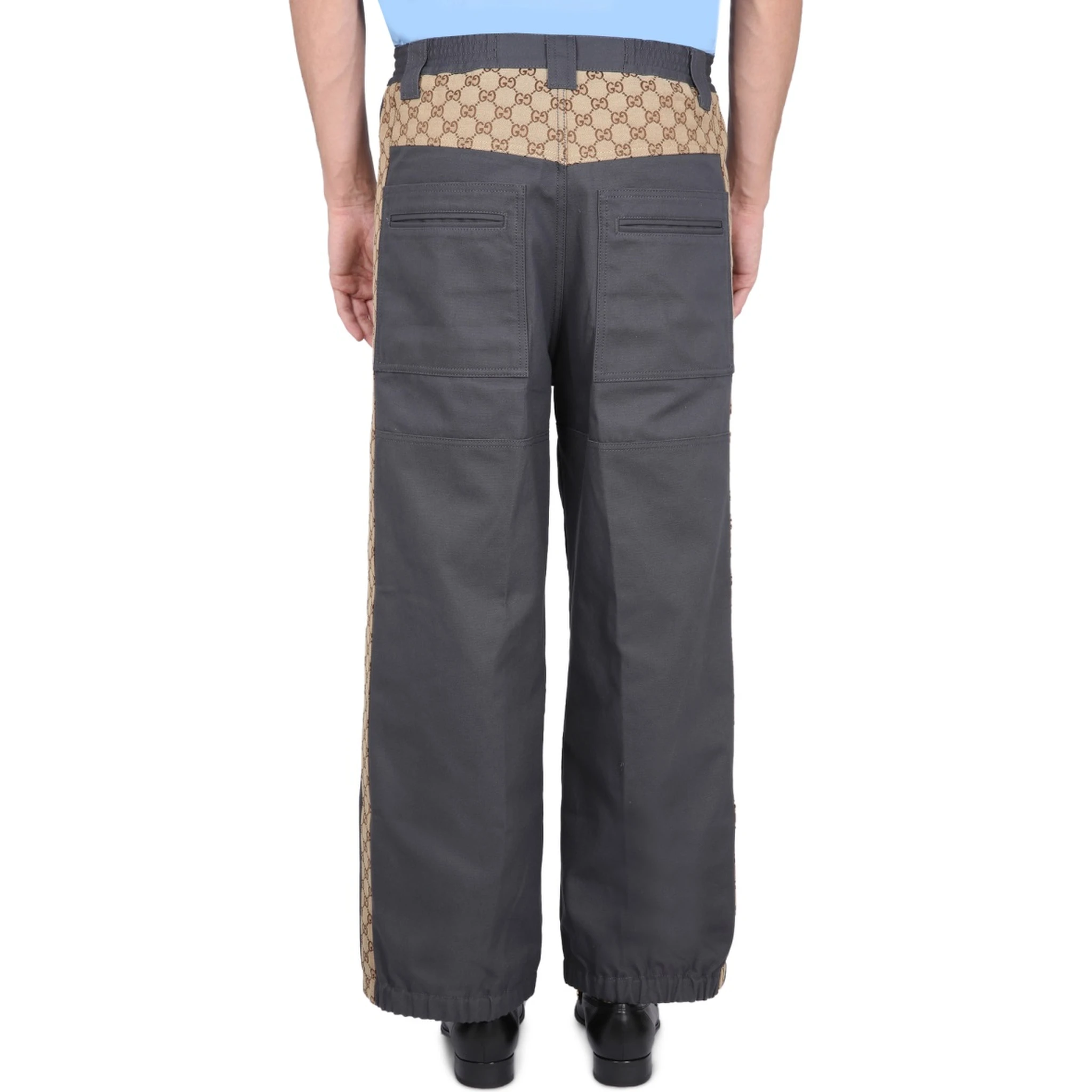 COTTON FABRIC PANTS WITH GG INSERTS