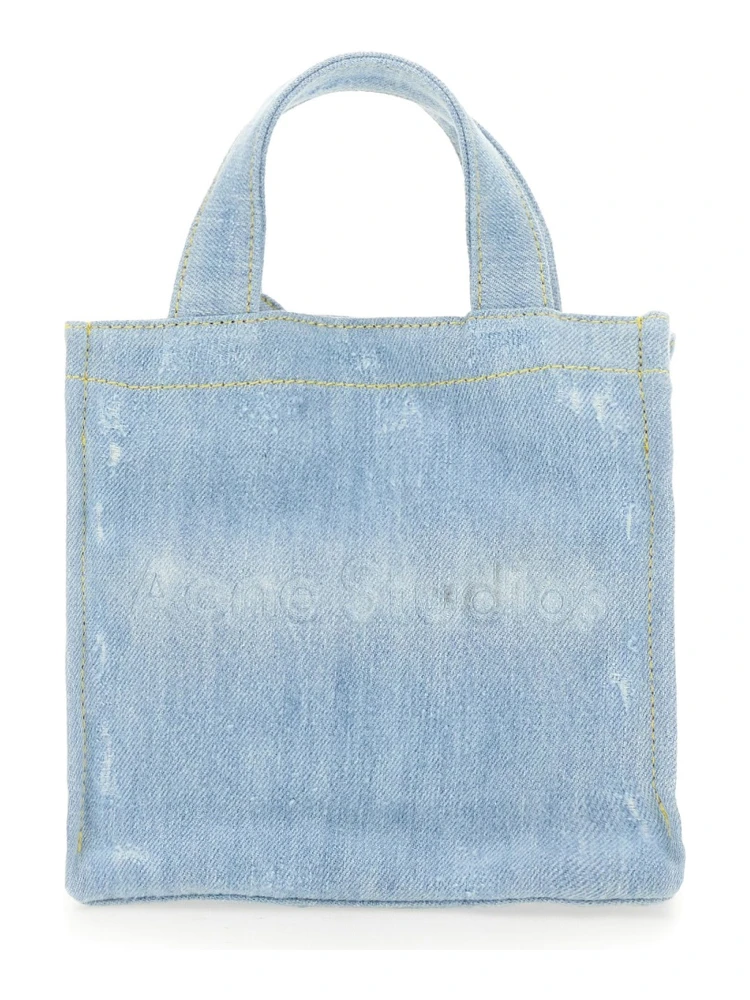MINI DENIM SHOPPER BAG WITH LOGO