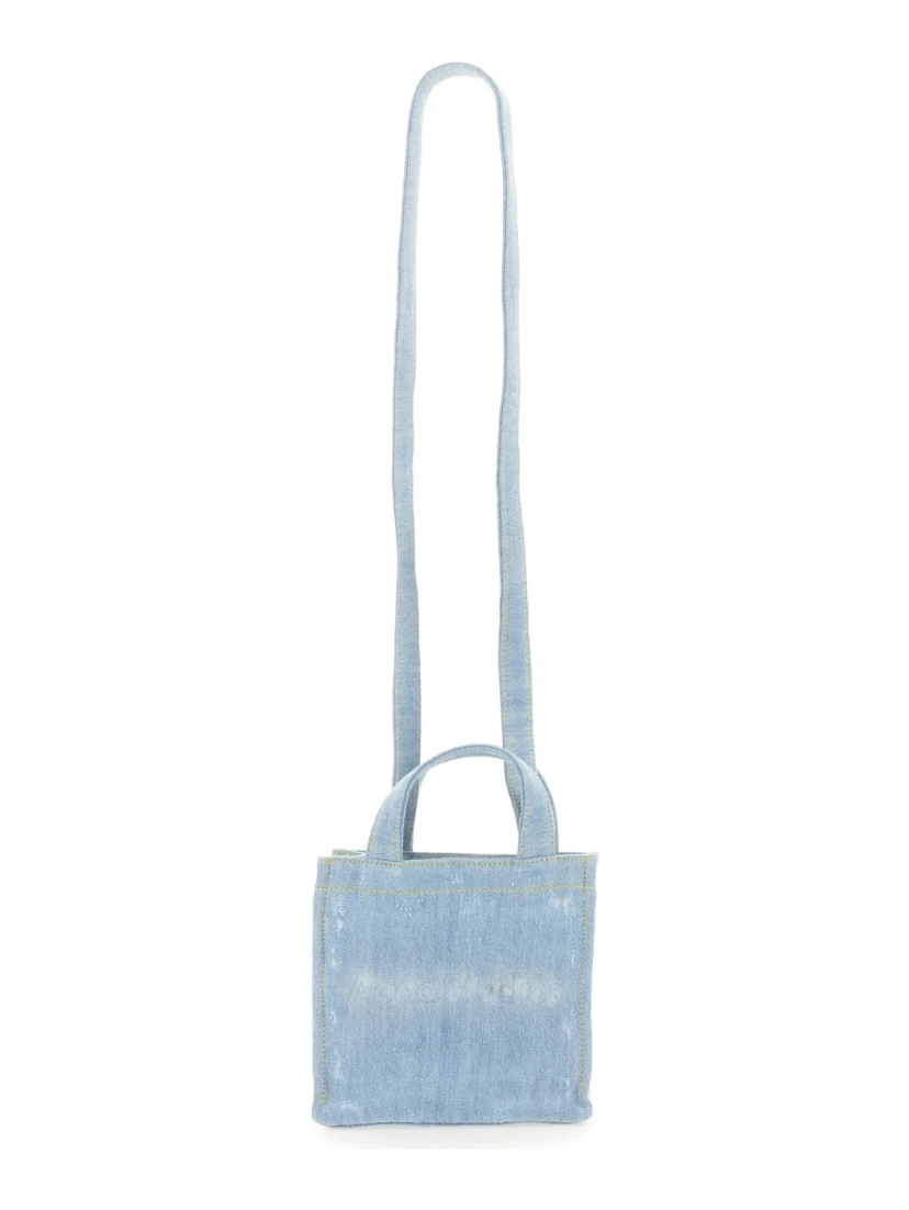 MINI DENIM SHOPPER BAG WITH LOGO