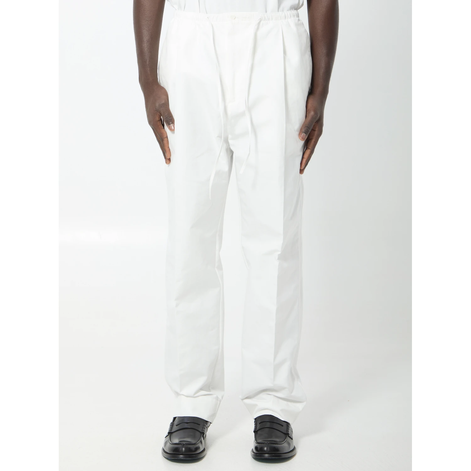 Compact cotton canvas trousers